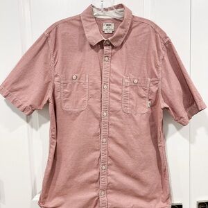 Vans: off the wall Red pinstripe cotton Button Down short sleeve shirt (L)